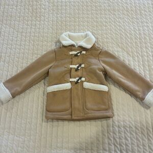 Gymboree Tan Toggle Coat with White 18-24 Month
